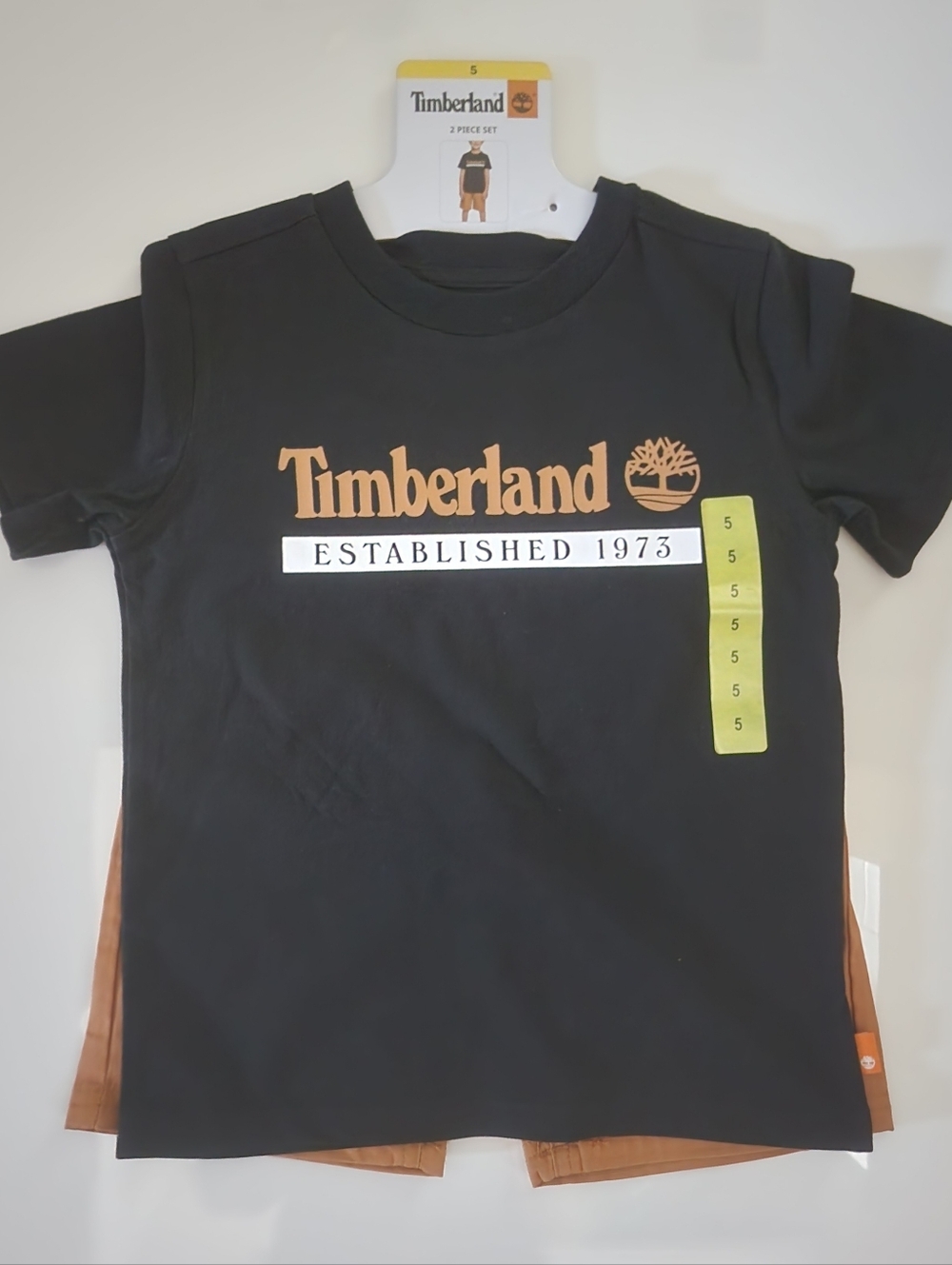 Timberland Black Tee with Tan Logo - Established 1973